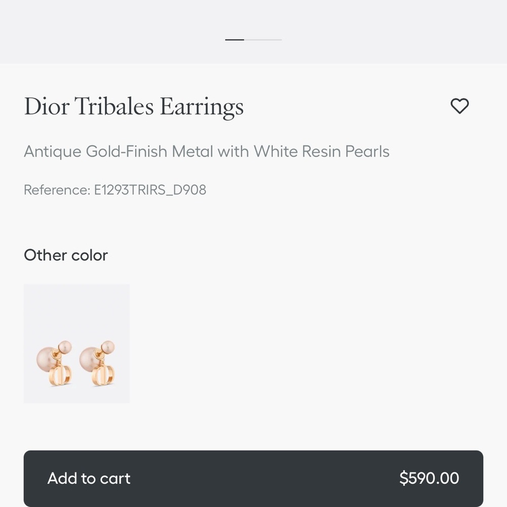 Dior Tribales Earrings
Antique Gold-Finish Metal with White Resin Pearls - Picture 6 of 6
